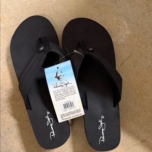 Panama Jack Black Fabric-strap Flip Flops